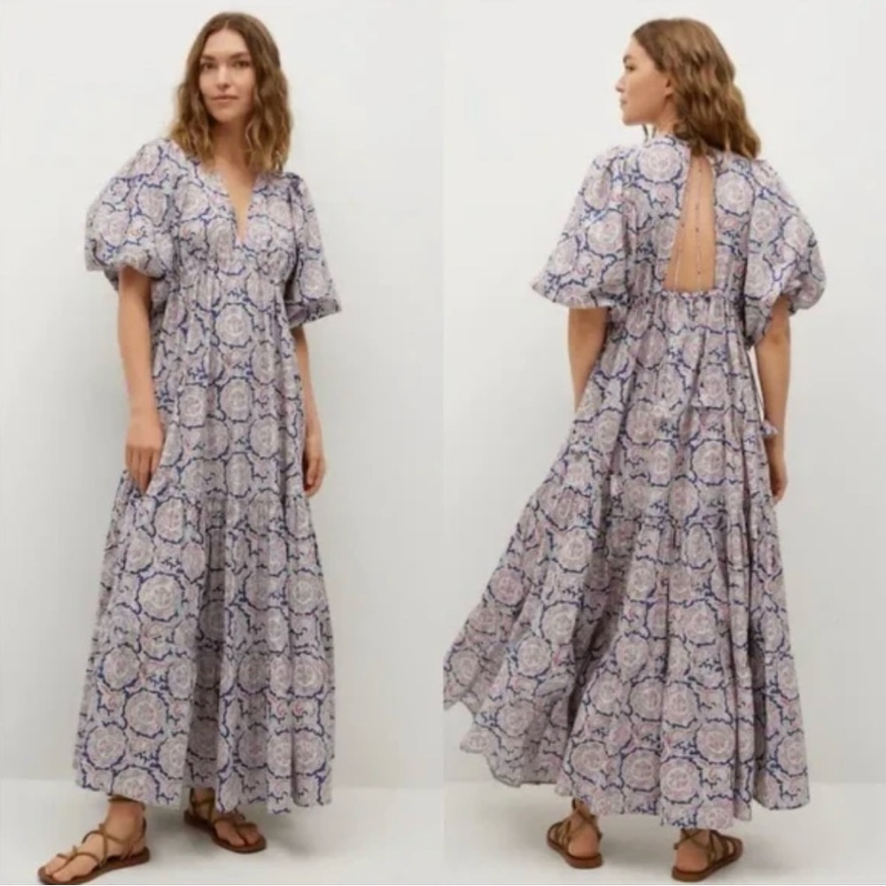Mango Blue and White Floral Maxi Dress | Never Worn
